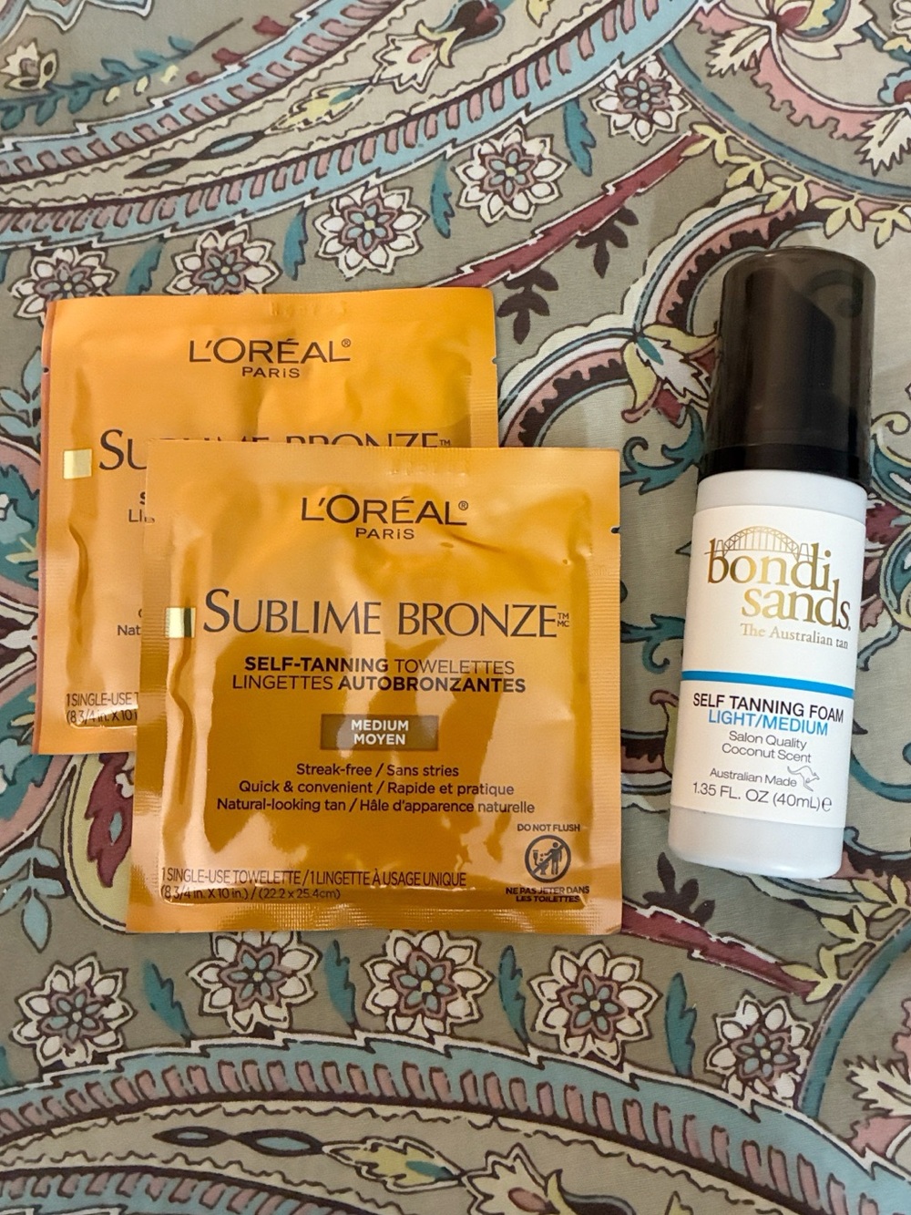 L'Oréal Sublime Bronze Self-Tanning Wipes + Bondi Sands Tanning Foam